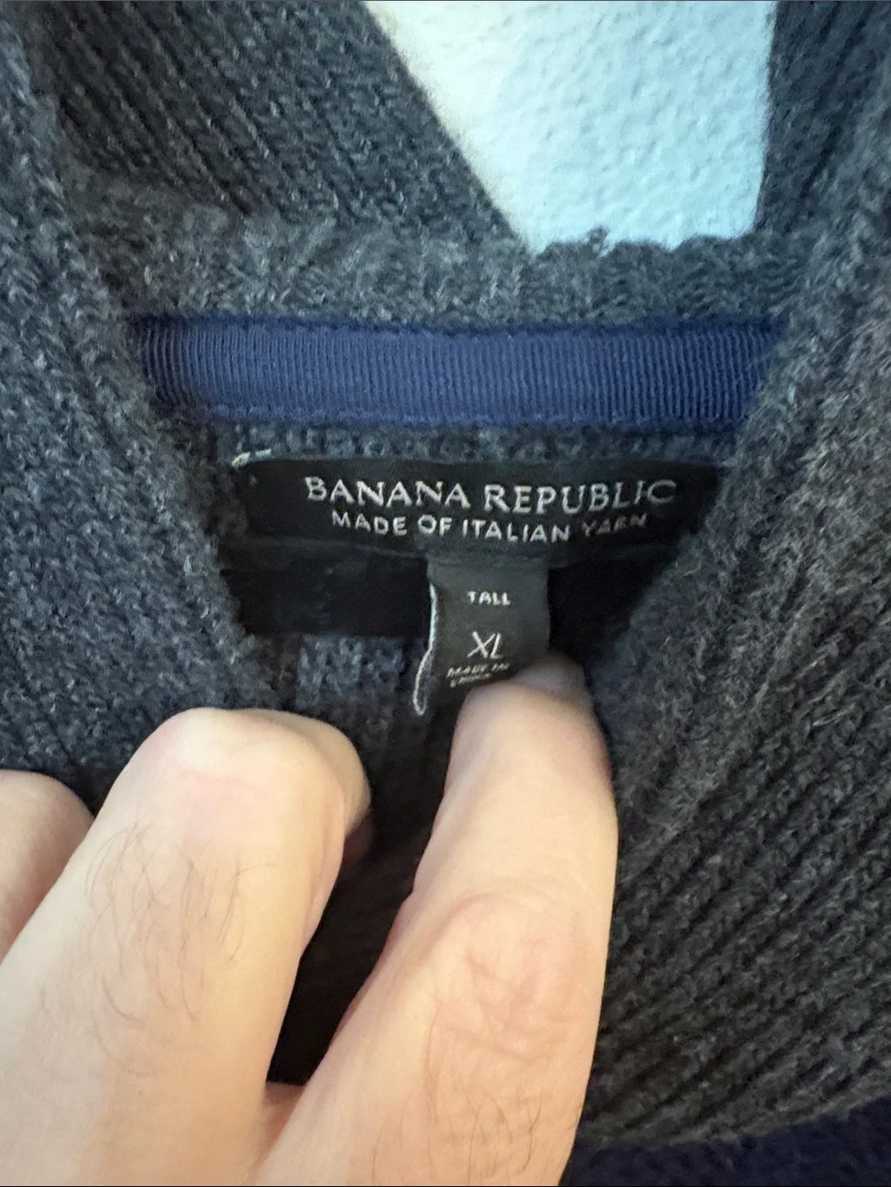 Banana Republic Luxury Italian Yarn Shawl Neck Striped Knit Sweater XL TALL